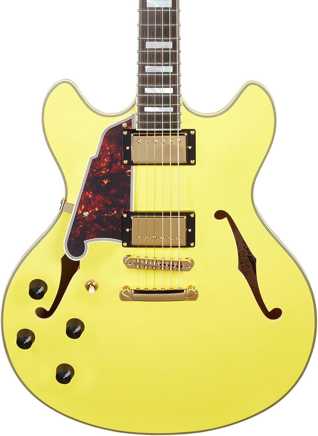 D'Angelico Deluxe DC Semi-Hollow Lefty Electric Guitar - Matte Electric Yellow