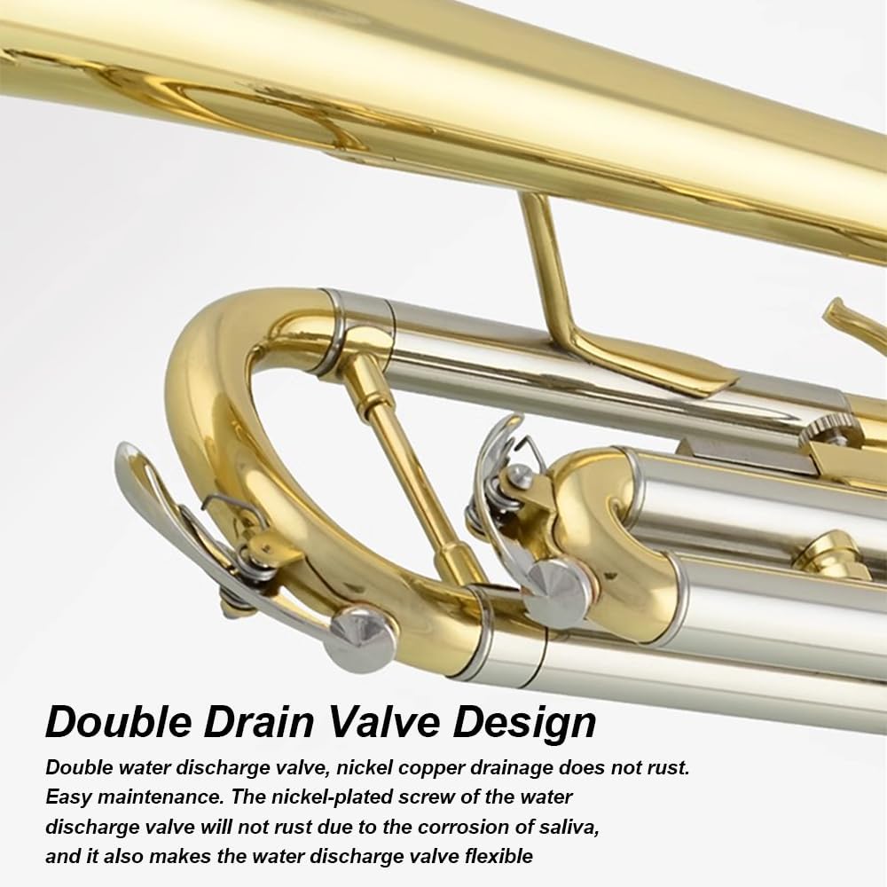 B-Flat Lacquered Trumpet with Transparent Treble and Bass, Suitable for Professional Stage Performance, Grade Examination, Teaching