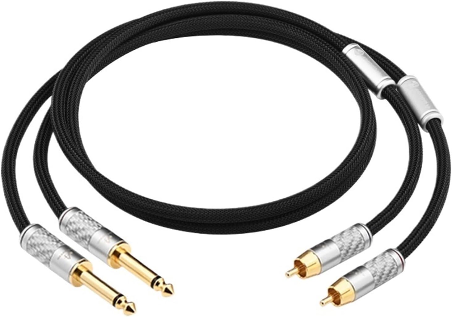 One Pair OCC Dual 6.5mm to 2RCA Audio Cable for Amplifier CD Gold-Plated Plug Dual 6.5 TS Jack to 2RCA Male Signal Cable(1.5m)