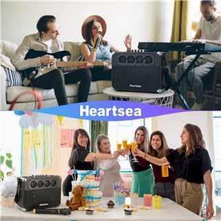 HEARTSEA Karaoke Machine with 2 Wireless Microphones, Portable Bluetooth Karaoke Speaker for Adults, Home Party & Outdoor Use, 100W 3-Way PA System, TWS Pairing, Rechargeable Battery