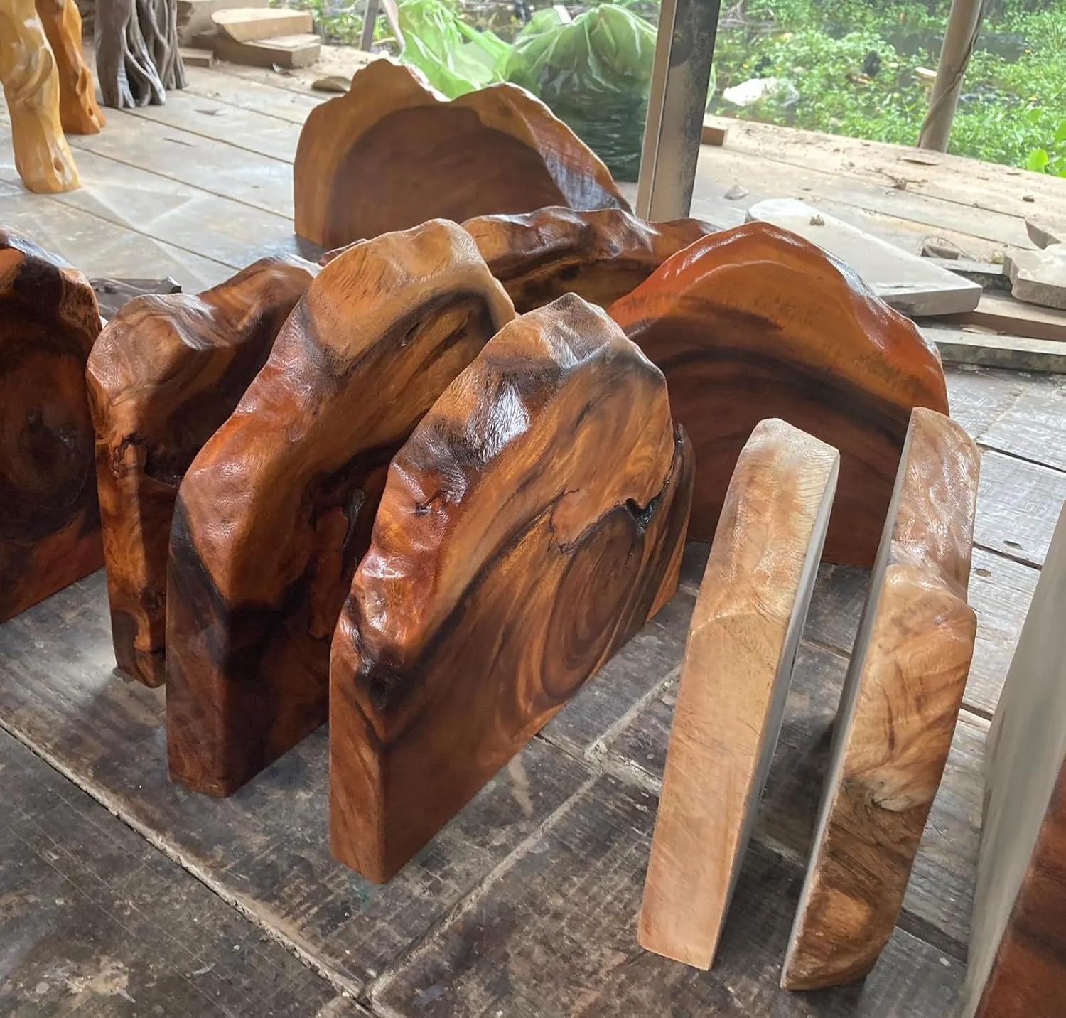 Solid Oak Floating Wall Shelves, Modern Wooden Display Shelf Set, Kitchen Bathroom Storage, Natural Wood (32