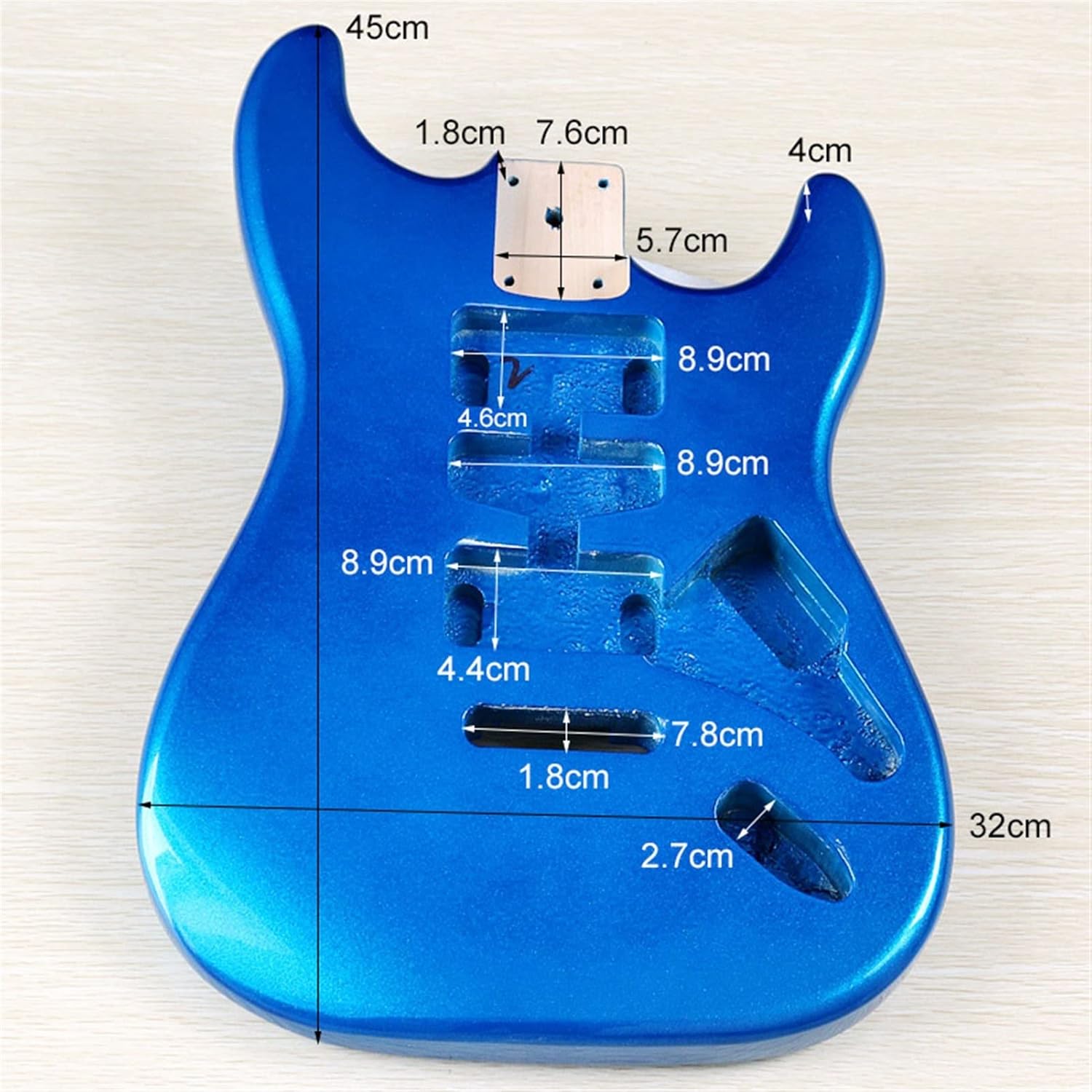 FLFL for ST Electric Guitar Body Blue Poplar Wood Guitar Accessories Guitar Barrel 5.7cm Pocket Width Unfinished Guitar Kit