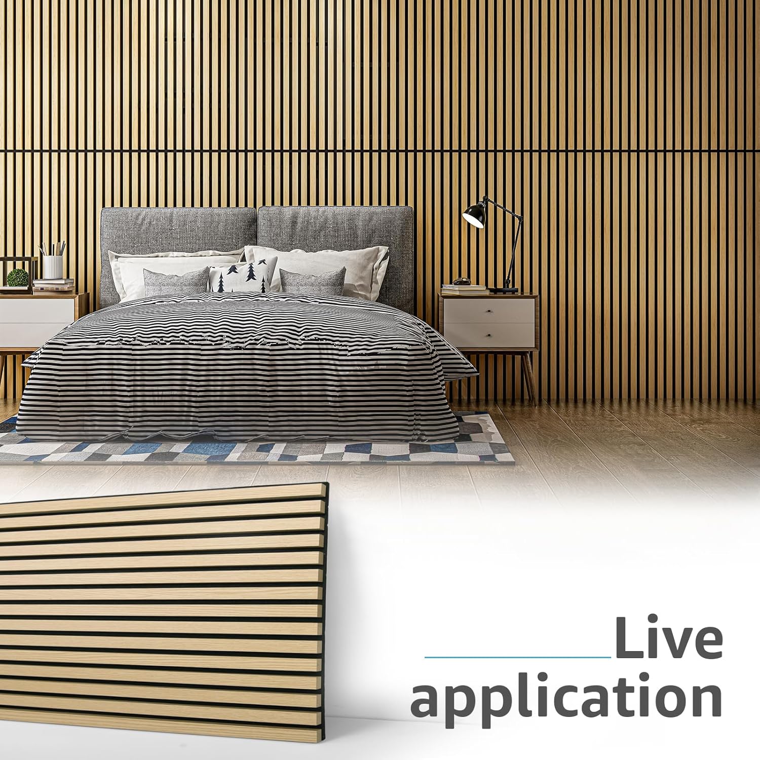 Art3d 4 Pack 47.2 x 23.6in. Wood Slat Acoustic Panels for Wall and Ceiling - 3D Fluted Sound Absorbing Panel with Wood Finish - Oak