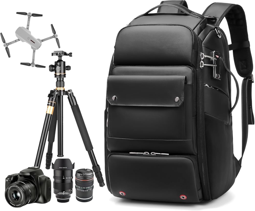 Waterproof DSLR Camera Backpack - Large with TSA Lock, Fits Drone & 17-Inch Laptop