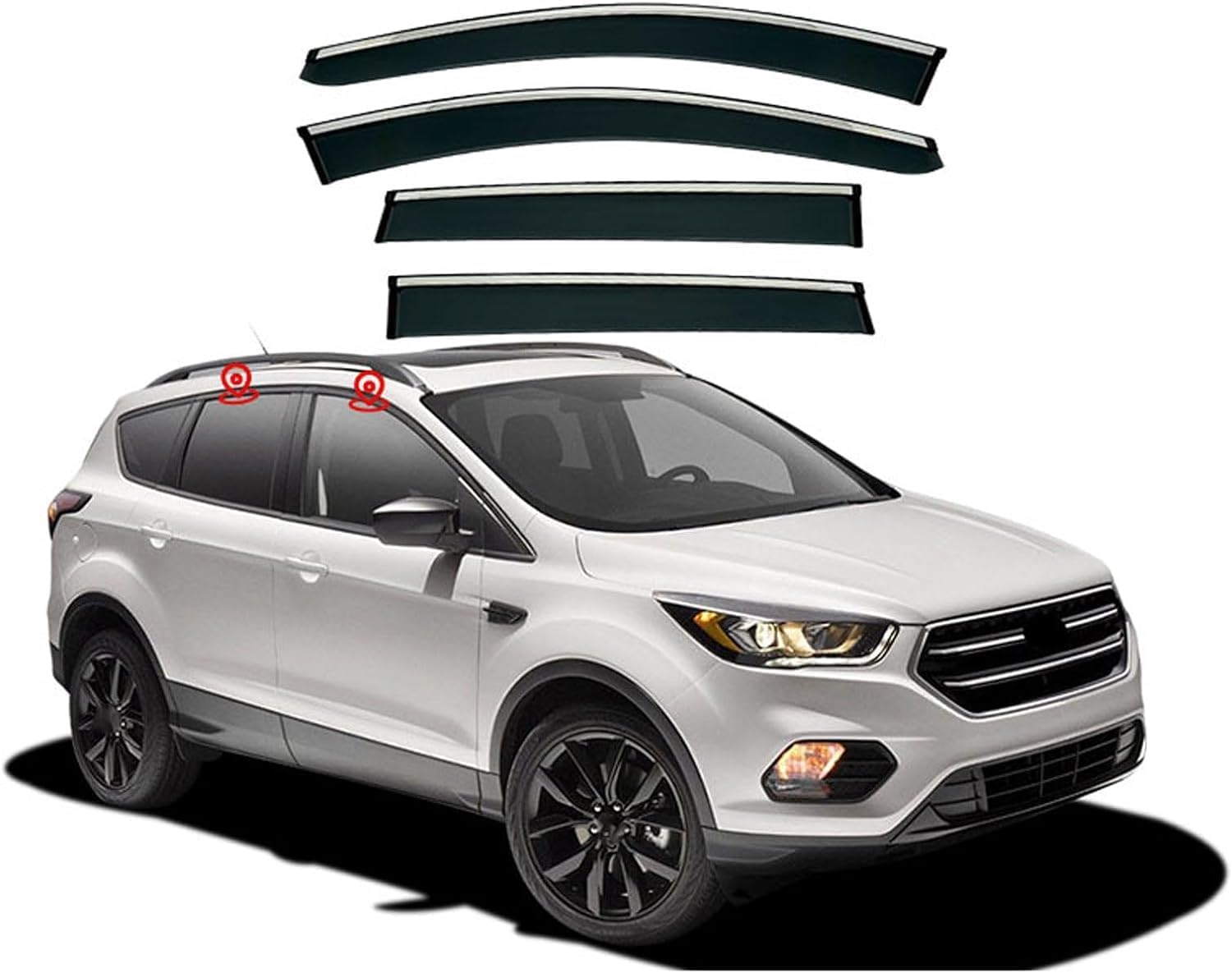 4 Pcs Wind Deflectors for Ford Escape MK3-C520 2013-2017 2018 2019, Car Window Deflectors Ventilated Visors Rain Deflector, Car Accessories