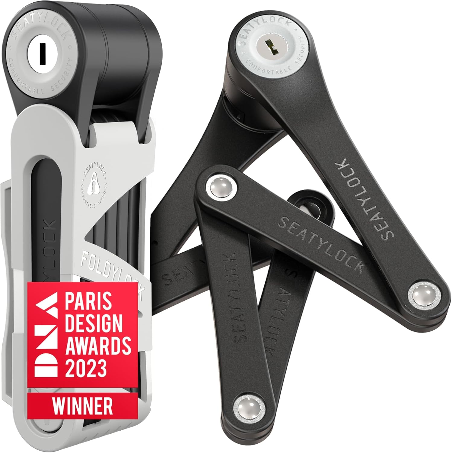 Seatylock FoldyLock Mini Folding Bike Lock - Patented Lightweight Bicycle Lock - Heavy Duty Anti Theft Guard with Key for Electric Scooter & City Bikes