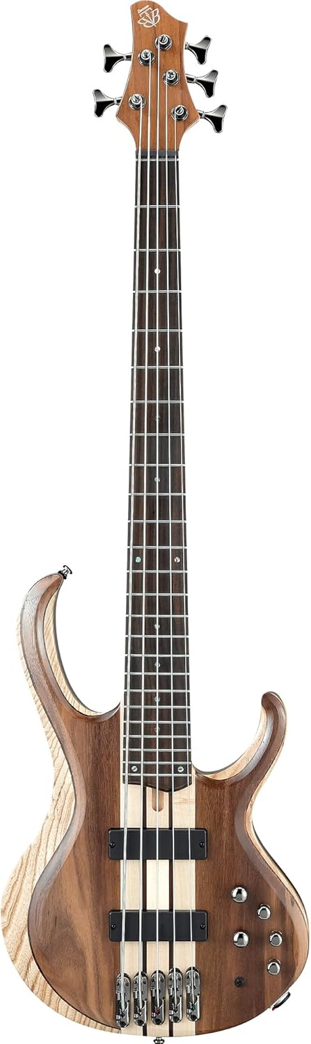 Ibanez BTB745 Standard 5-String Bass Guitar - Natural Low Gloss Bundle with Gig Bag, Strap, Instrument Cable, Austin Bazaar Instructional DVD, and Polishing Cloth