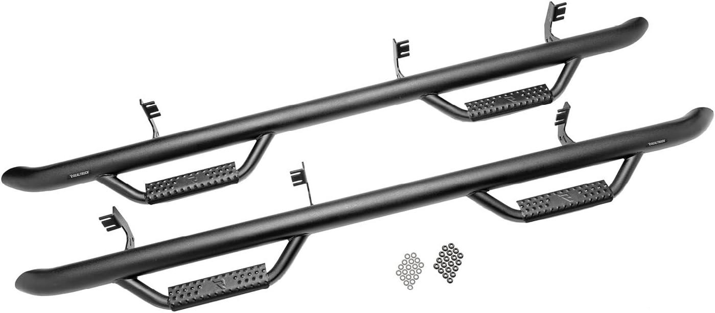 RealTruck Nerf Steps for Ford Bronco | Wheel-to-Wheel w/ Bed Access, Heavy Duty Steel, Gloss Back | F2172B | Fits 2021 - 2026 Ford Bronco 4 Door
