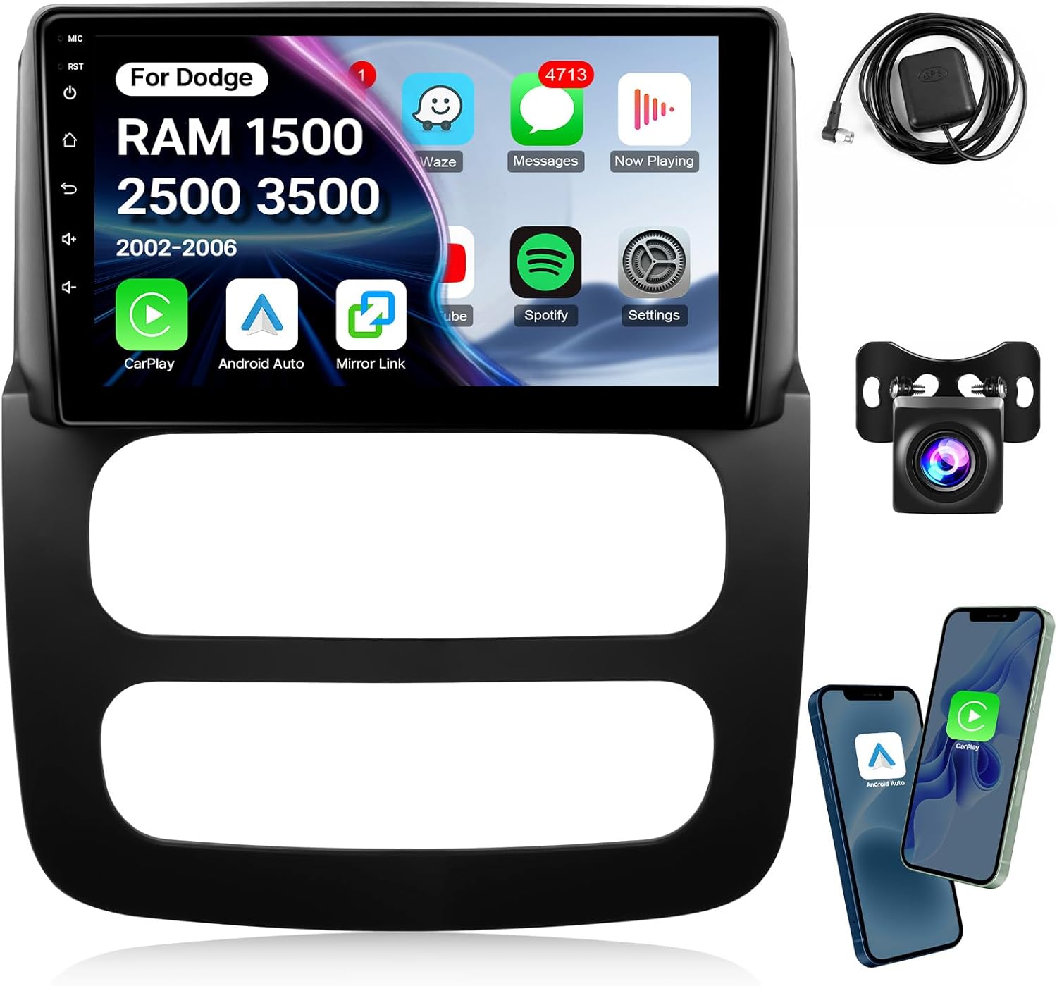 Leadfan Car Radio for Dodge RAM 1500 2500 3500 2002 2003 2004 2005 Wireless Carplay Android Auto 9