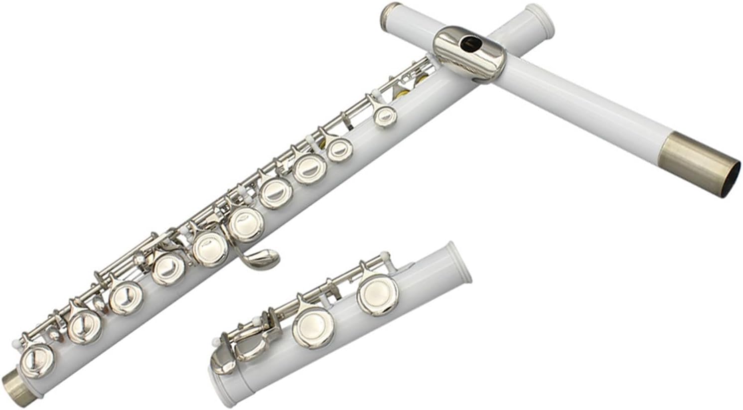 Flute White 16 Holes C Tone Flute with E Key Woodwind Instrument Closed Key Cupronickel Tube Flute with Box Flutes Musical Instruments