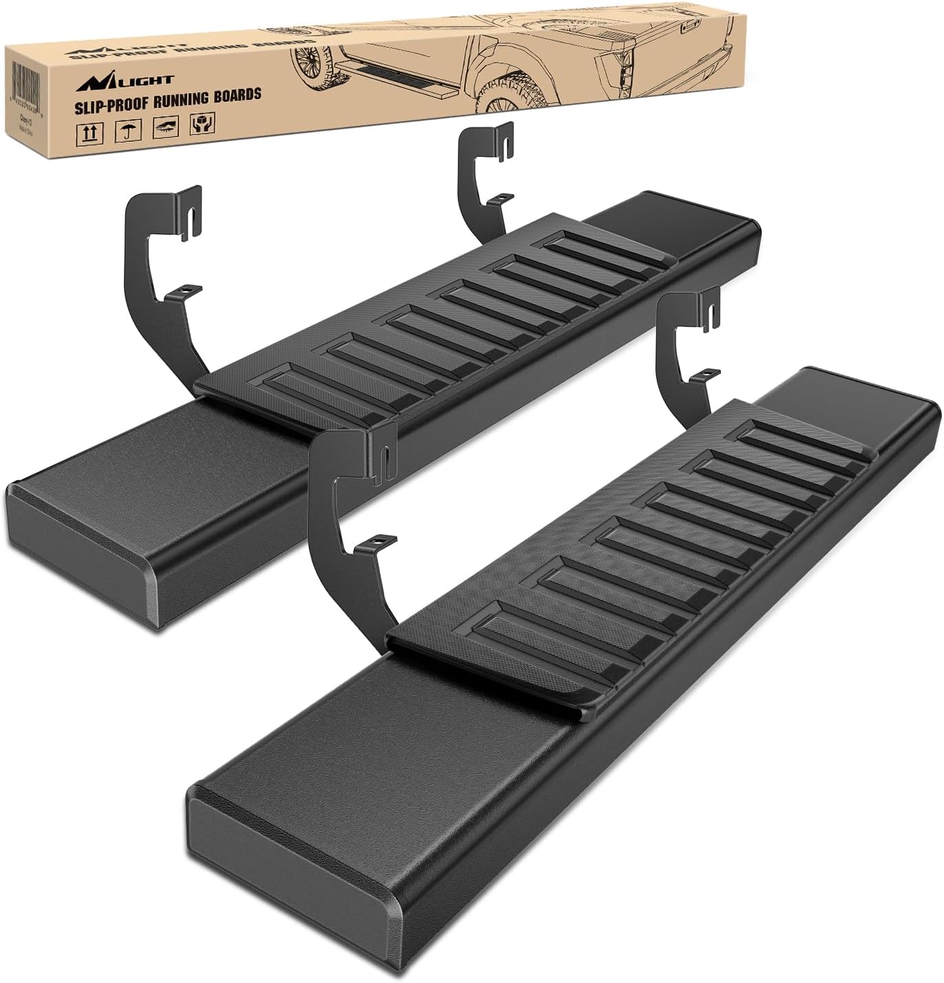 Nilight Running Boards for 2007-2018 Chevrolet Silverado GMC Sierra 1500HD 2007-2019 Chevy Silverado GMC Sierra 2500HD 3500HD Regular Standard Single Cab 6 Inch Side Step Nerf Bars Black