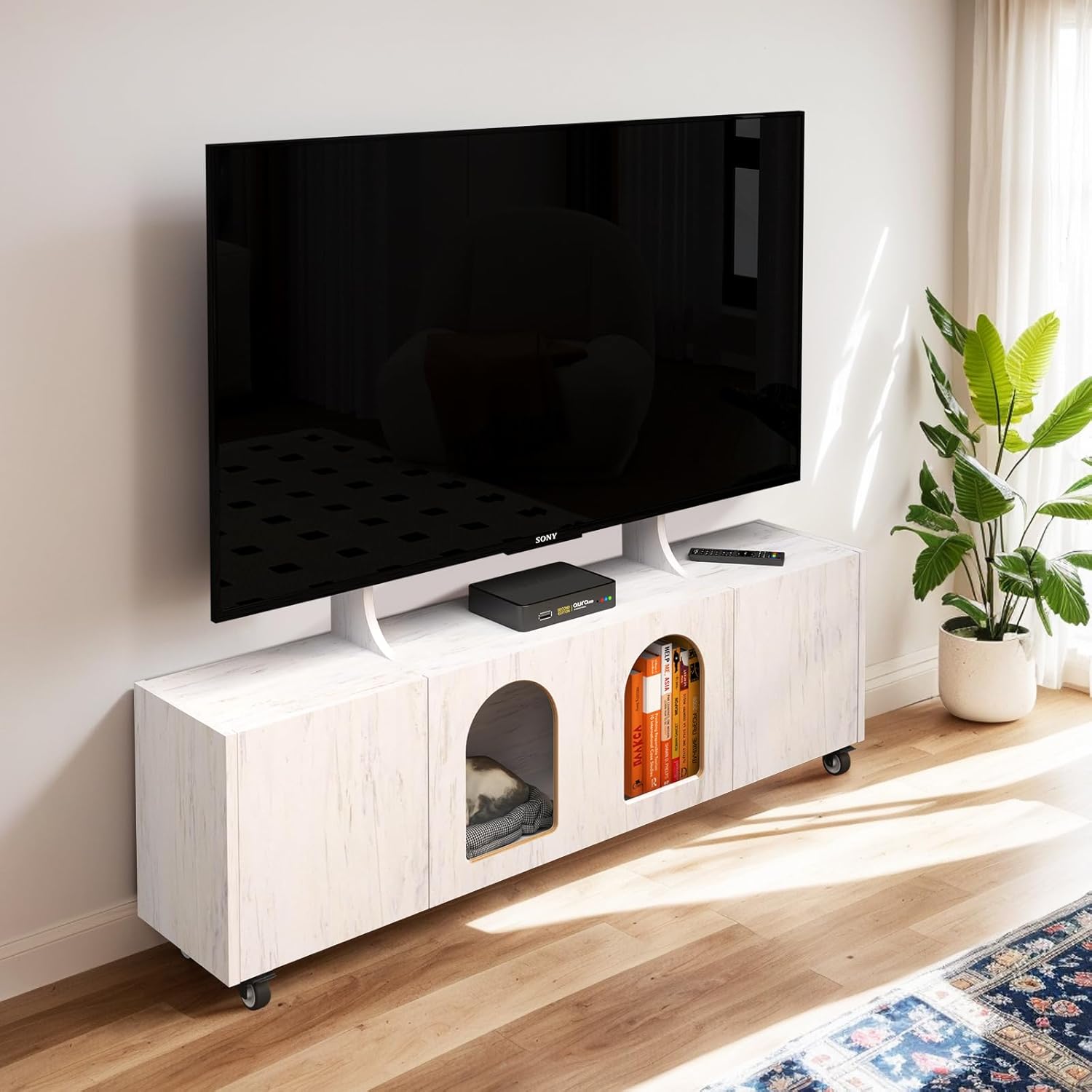 Pmnianhua Mobile Corner TV Stand on Wheels for 60