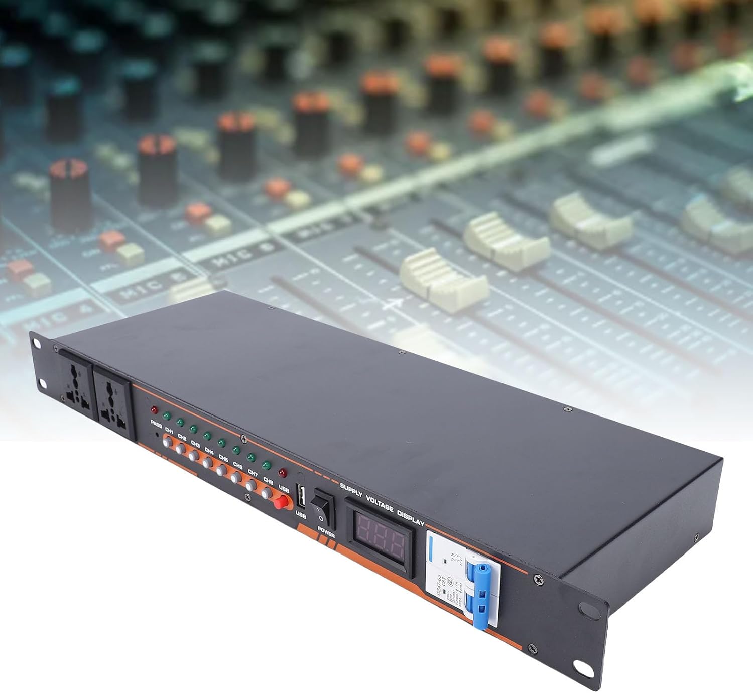 Yunseity 10 Outlet Power Sequencer Conditioner, Rack Mount Audio Digital Power Controller Voltage Regulator with Digital Display and Multi Protections for Musical Instruments (US Plug)