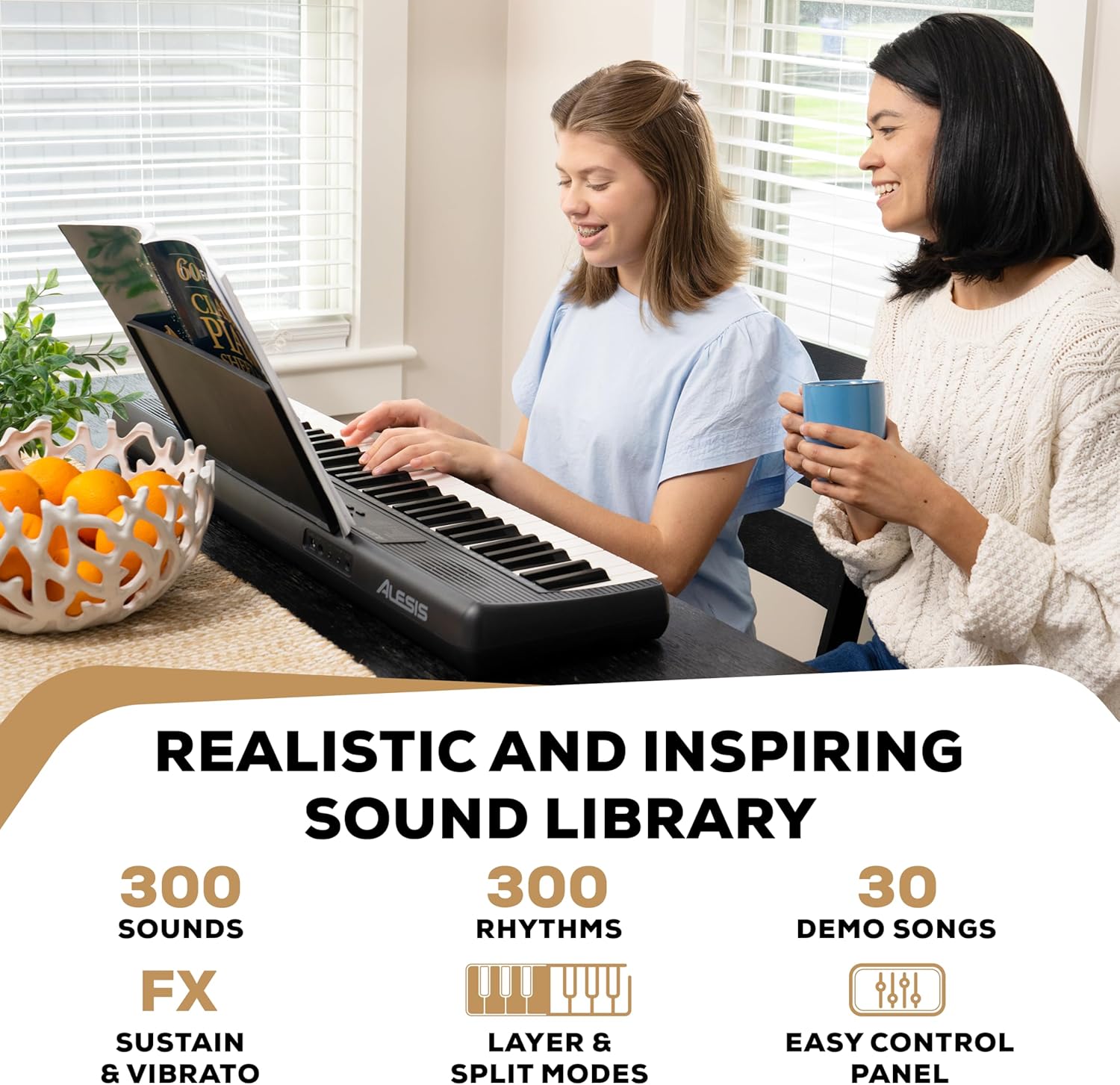 Alesis Melody 61 MK4 Keyboard Piano for Beginners with 61 Keys Speakers, Tablet/Sheet Music Stand, 300 Sounds and Music Lessons