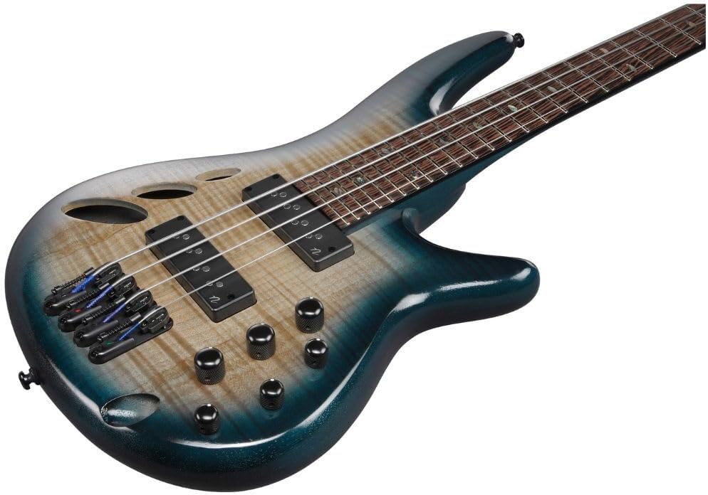 Ibanez SRD900 Bass Workshop 4-String Right-Handed Electric Bass Guitar with Okoume Body, Maple and Walnut Neck, and Panga Panga Fingerboard (Cosmic Blue Starburst Low Gloss)
