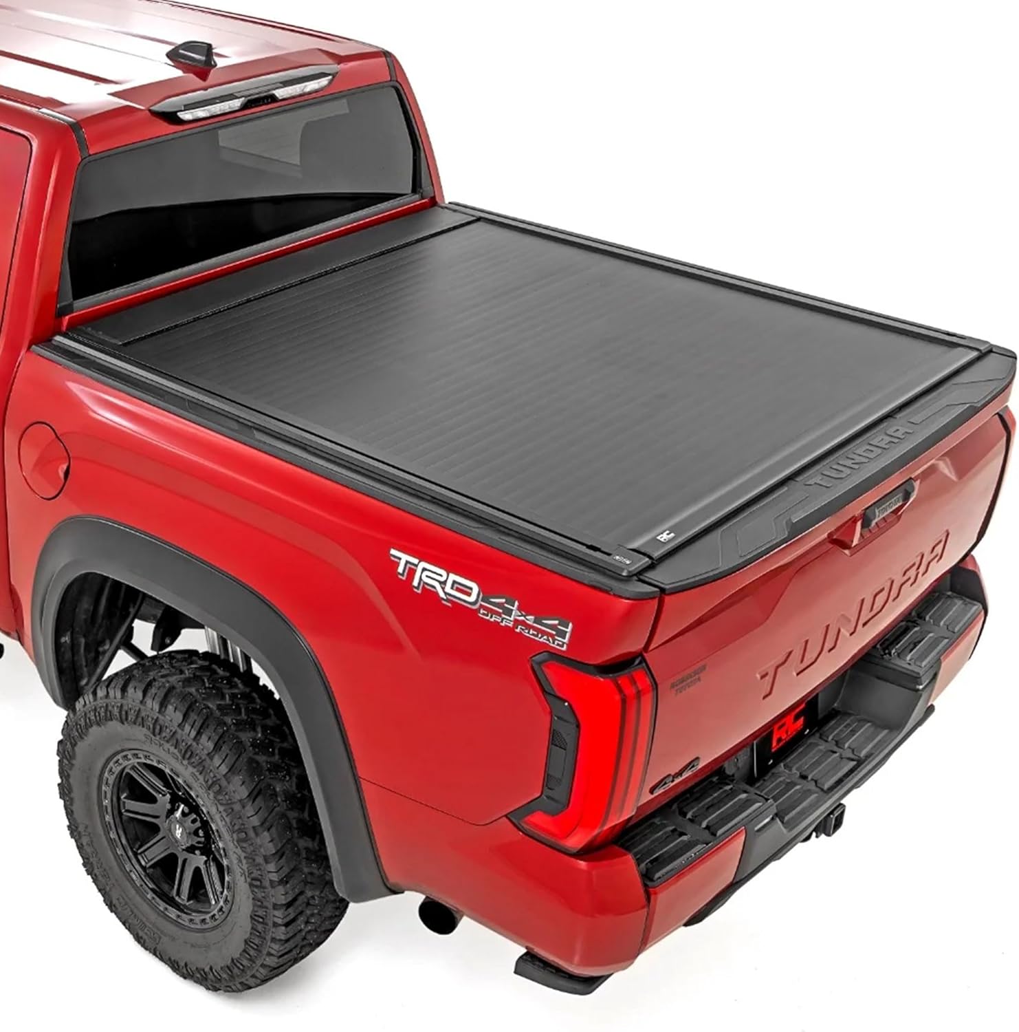 Rough Country Powered Retractable Tonneau Cover for Toyota Tundra (2022-2026) - Fits 5'7 Bed, Key Fob Control, Lockable, Weather-Resistant Bed Cover