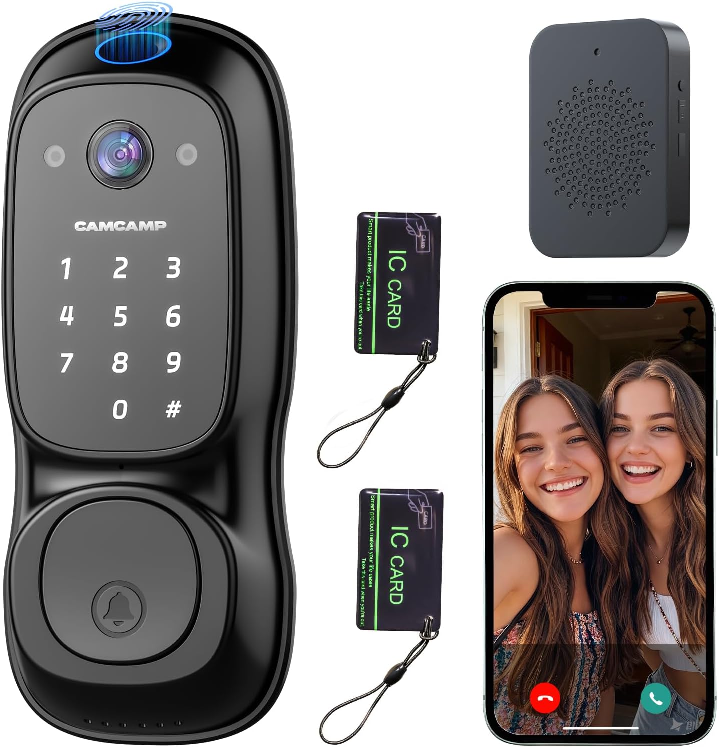 Smart Lock with Camera & Doorbell, 3-in-1 Smart Deadbolt for Front Door, Fingerprint Keyless Entry Door Lock with Live View, Video Smart Lock Built-in Wi-Fi, Auto Lock, Siri Unlock, IP66 Waterproof