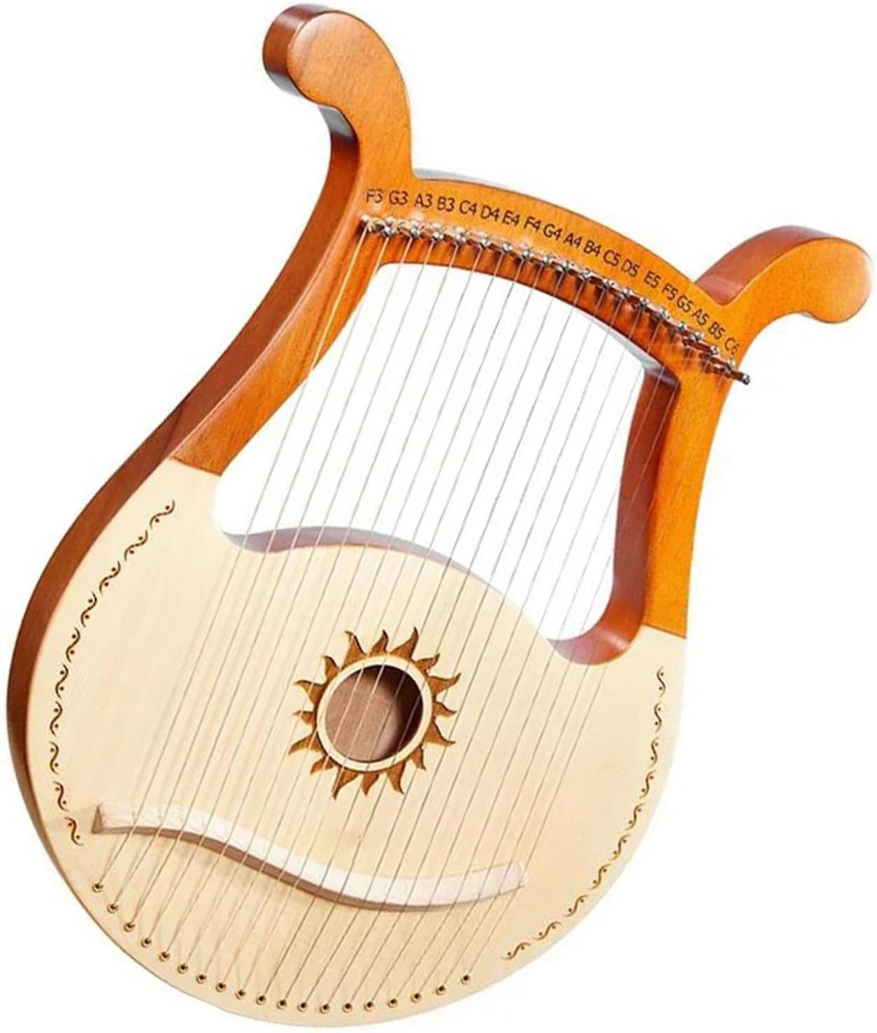 Lyre Harp Set 19 Strings Lyre Mahogany Spruce Logs Harp Entry-level Single Board Finger Piano Musical Instrument