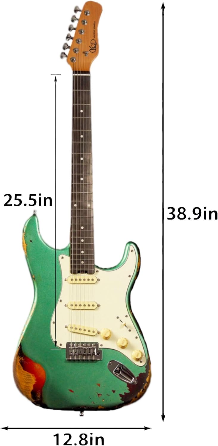 KGD Relic Electric Guitar,Roasted Maple Neck and Rosewood fingerboard,Bone Nut,6-String Relic Guitar,Professional/Full Size/Electric Guitars for Adults