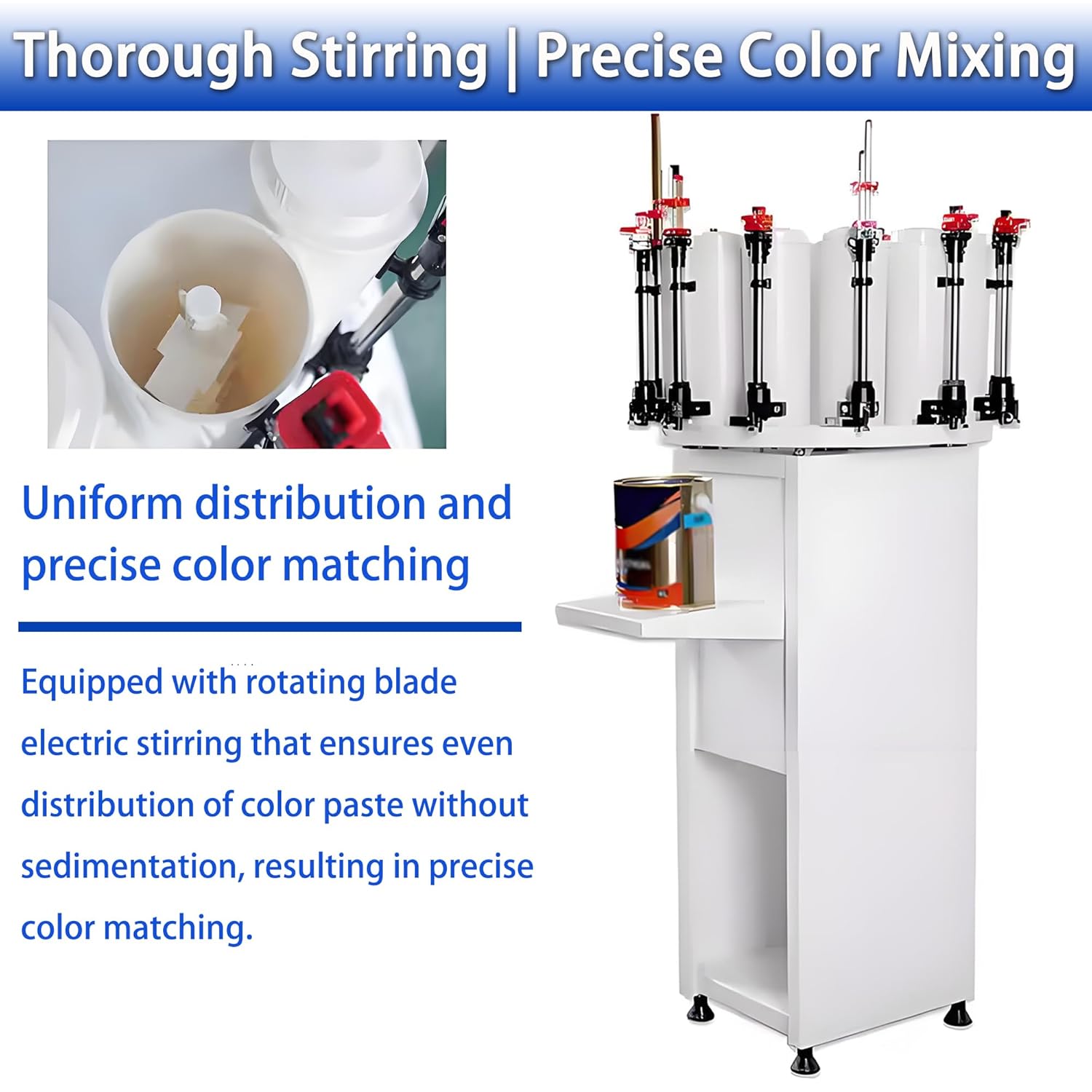 Commercial Paint Colorant Dispenser 2.3L Paint Color Tinting Machine 14 Stations with Dual-Pump Double-Gauge Lock Auto-Mixing Rotating Tray 110V Paste Mixing Machine for Water Oil Colorants