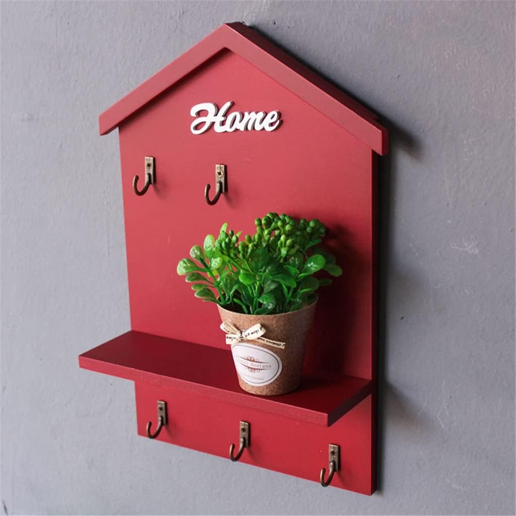 Retro Wooden Key Cabinet Wall Mounted Shelf Storage Box Creative Household Sorting Debris Decoration(White-Dinosaur Doodle4)