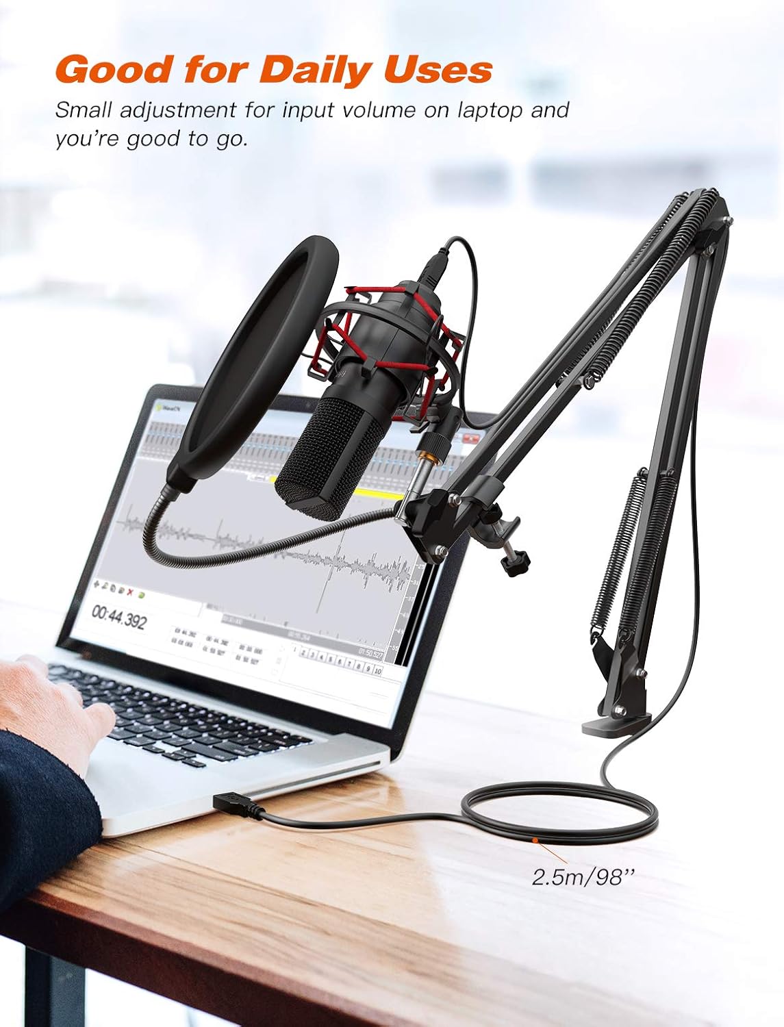 FIFINE Computer Mic and White Gaming Headset, USB Microphone Set with Flexible Boom Arm Stand Pop Filter, Plug and Play, Wired Headphones for Streaming Podcast on PC/PS4/PS5 (T732+H6W)