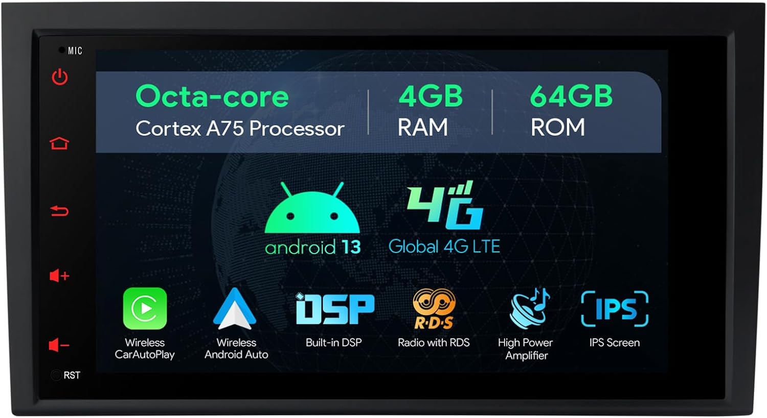 XTRONS Android 13 Car Stereo Radio Player 8 Inch IPS Touch Screen GPS Navigation Octa Core 4GB RAM 64GB ROM Bluetooth Head Unit Built-in DSP Car Play Android Auto Support 4G LTE for Audi A4 S4 RS4