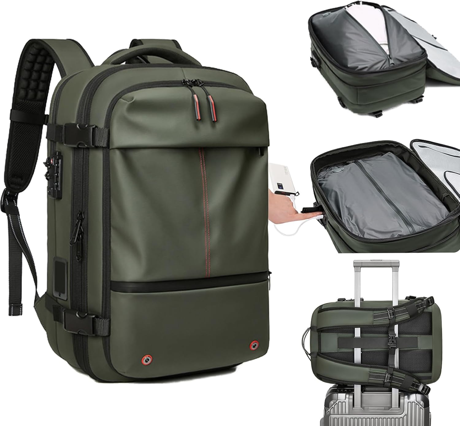 Vacpack Backpack with Vacuum 60L One-Touch Air Extraction, TSA Approved Anti-Theft, Water Resistant Expandable Backpack