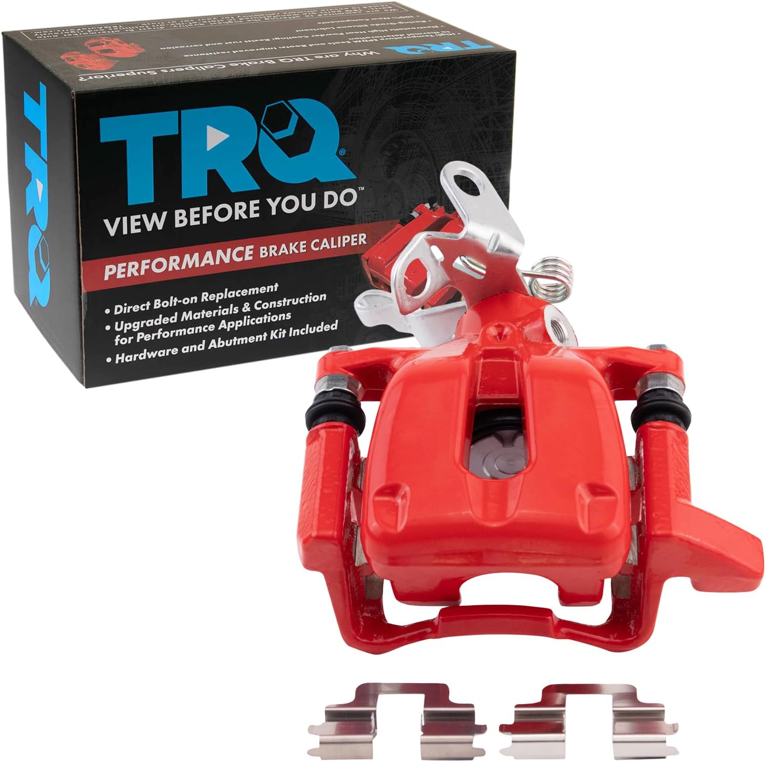 TRQ Performance Rear Right Performance Brake Caliper Red Passenger Side Compatible with 2009 Audi A3 A3 Quattro 2010 Volkswagen Golf 2005-2010 Jetta 2006-2009 Rabbit