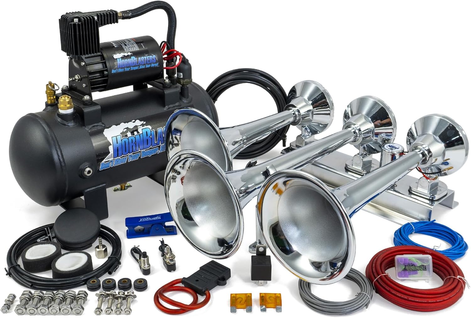 HornBlasters Chrome Flatlaw 127H Train Horn Kit