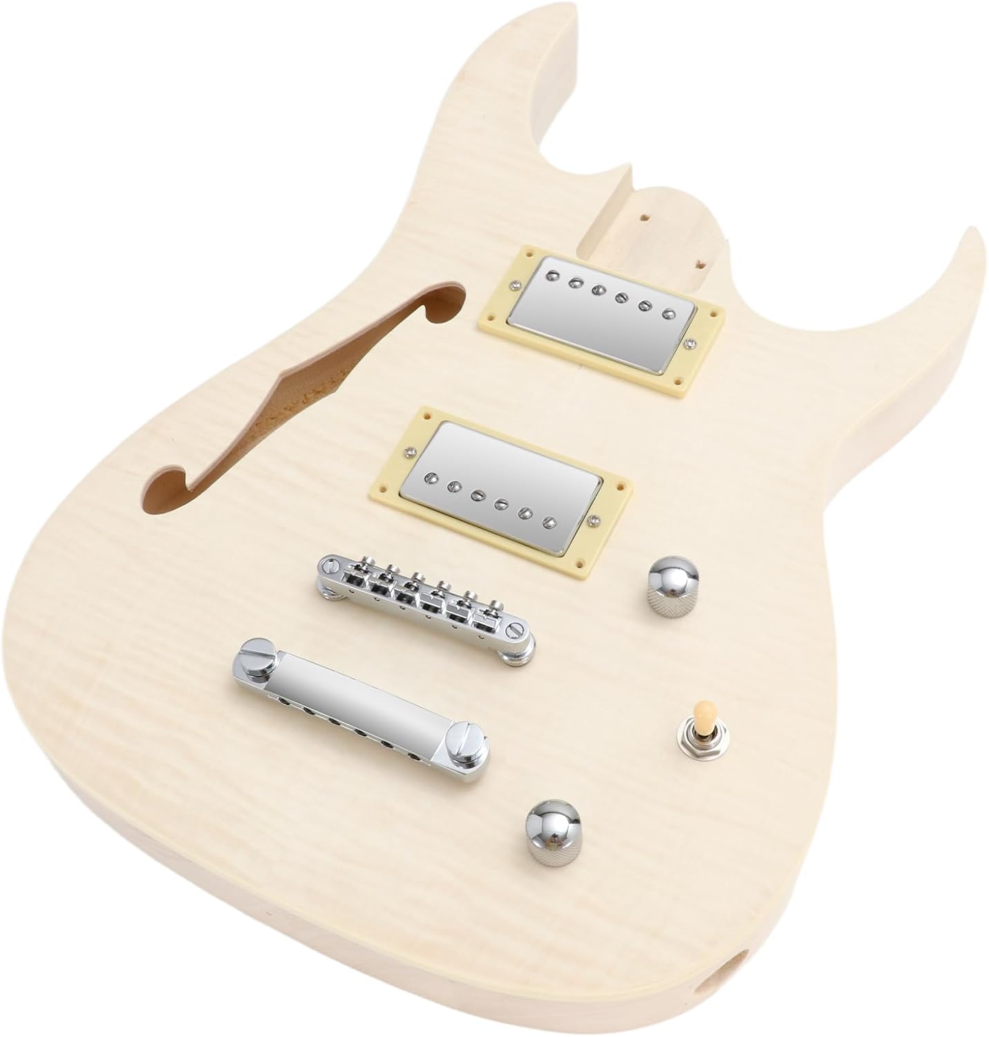DIY Electric Guitar Kit Beginner Kit 6 String Right Handed with Flamed Maple Veneer Top Basswood Body Hard Maple Neck Rosewood Fingerboard Chrome Hardware Build Your Own Guitar.