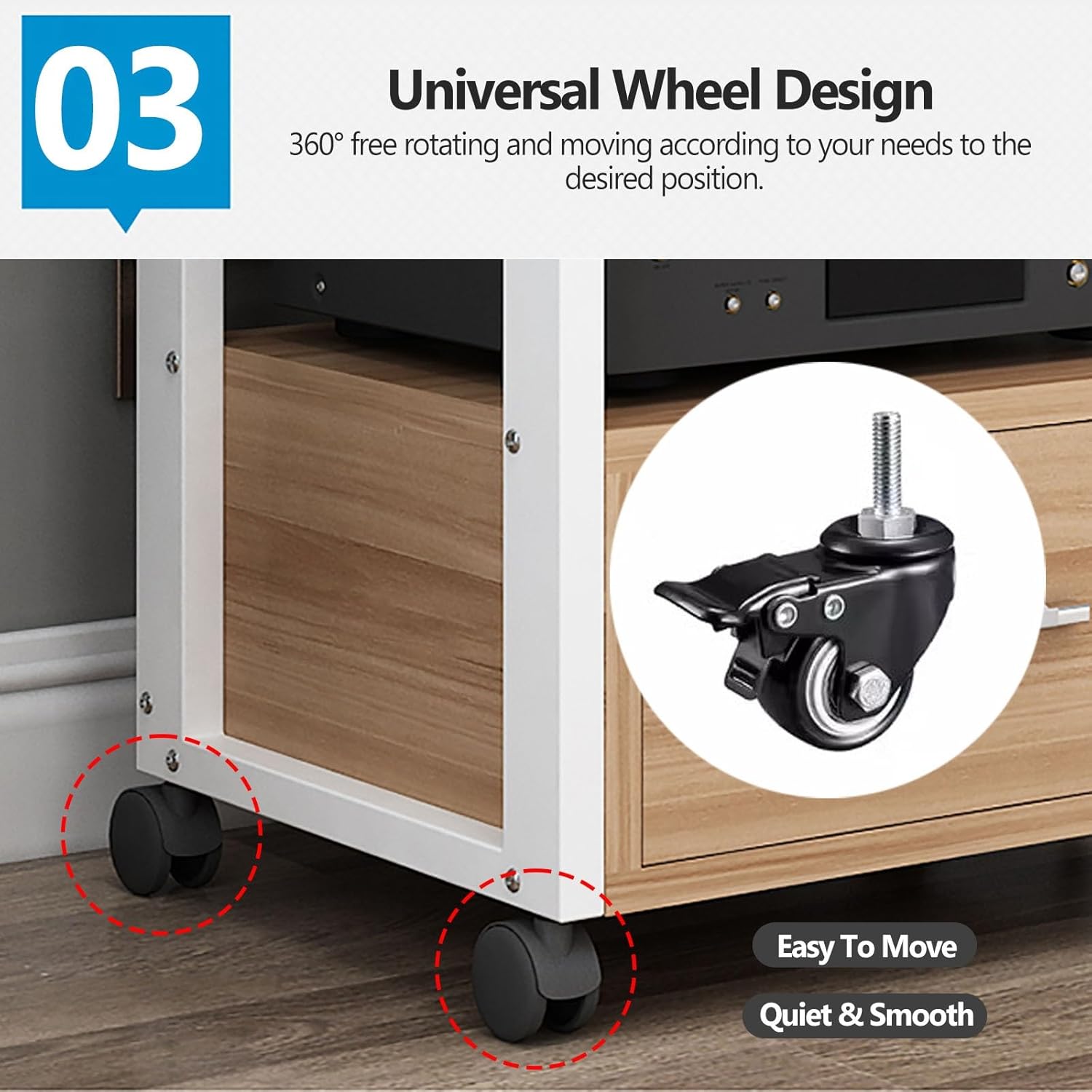 Av Media Stand Corner Shelf - Rack Audio Tower with Adjustable Shelves - 79 100 120Cm Tall Shelf Stand with Wheels - Audio Equipment Rolling Cart Rack Portable for Home,5Tiers-120cm Tall