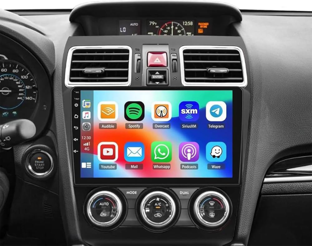 PHEZEN 9 inch Touchscreen Car Stereo Fit for Forester WRX/XV 2012-2015, Android 15 Double Din Car Radio with Carplay & Android Auto in-Dash Navigation BT Mirror Link WiFi Backup Camera 2+64G