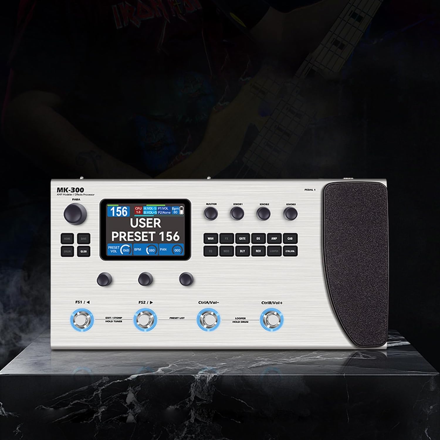 1 Set MK300 Multi Effect Guitar Unit 120 Amp Models 5000mAh Rechargeable Battery 3.5