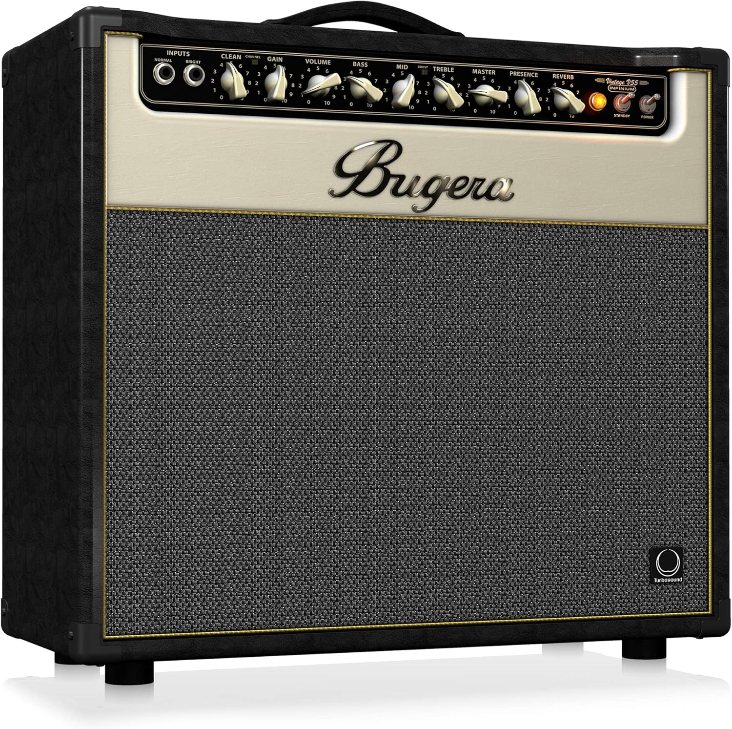 Bugera V55 INFINIUM 55-Watt Vintage 2-Channel Tube Combo with INFINIUM Tube Life Multiplier, Original Turbosound Speaker and Reverb