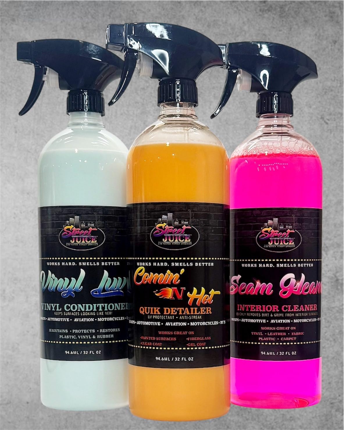 32oz Tri-Power 2 TP-232 Street Juice Products Car Care Kit, Includes Spray Wax, Interior Cleaner, & Vinyl Conditioner (3 Piece Kit) 32oz