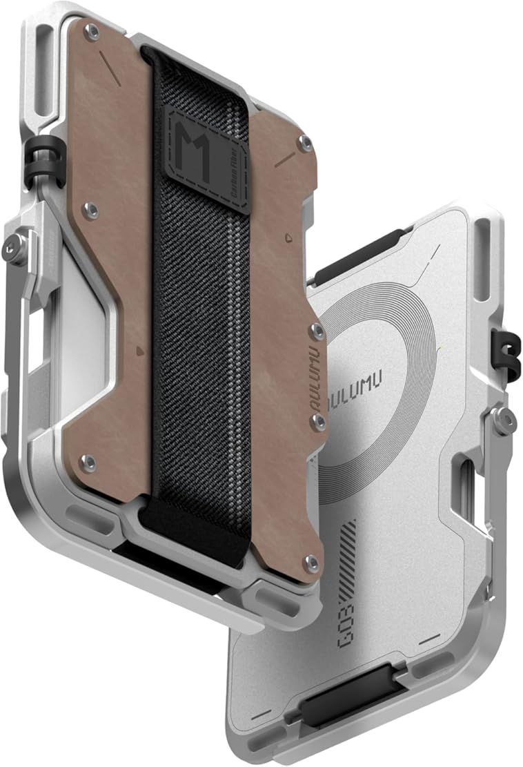 Aulumu G03 Men's Wallet Leather Metal Card Case • Compatible with MagSafe • Multi Function • Mobile Phone Stand/Grip • Bottle Opener • RFID Shielding Cards