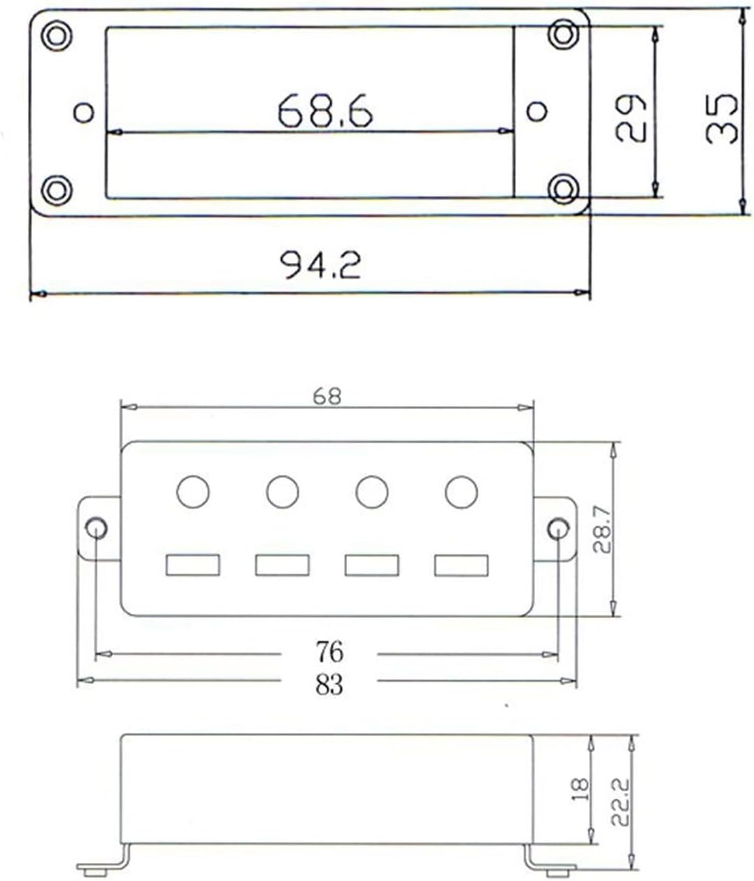 Humbucker Guitar Pickup 2pcs Plastic Electric Guitar Humbucker Pickups Bridge Neck Set with Black Frame for 4 String Electric Bass Pickups DIY Accessory