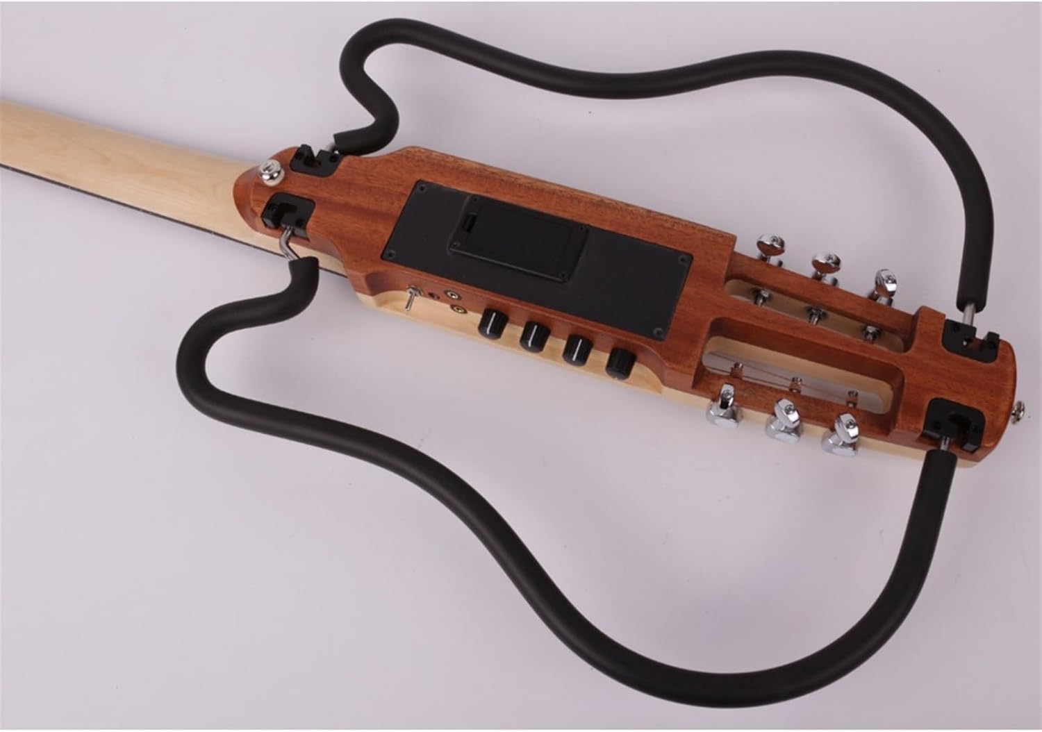 VENEKA Headless Electric Guitar Headless Silent Travel Electric Acoustic Guitar Right Left Hand Portable Travel Built in Effector Guitar (Color : Left Hand)