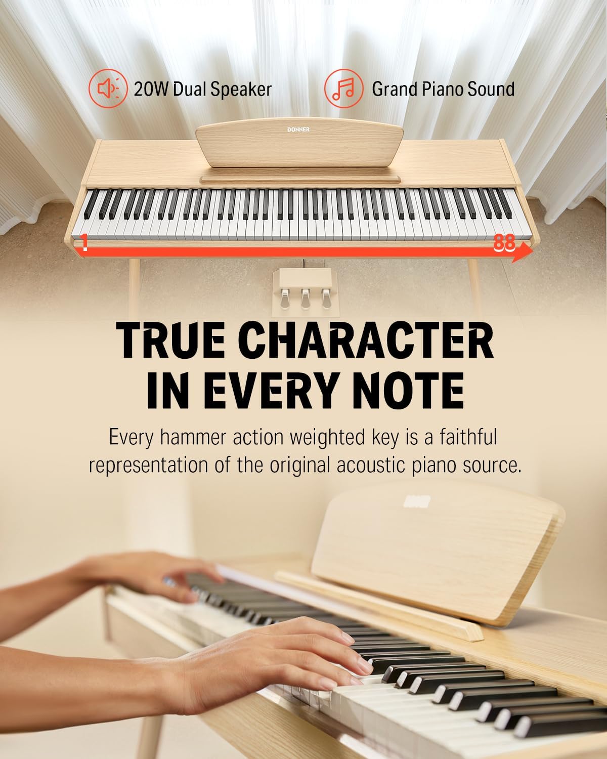 Donner DDP-80 Digital Piano+Donner Piano Bench DKB-300