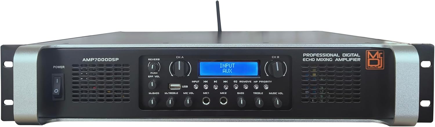 MR DJ AMP7000DSP 2Ch Class AB 7000W PA DJ Power Amplifier Onboard DSP Bluetooth USB