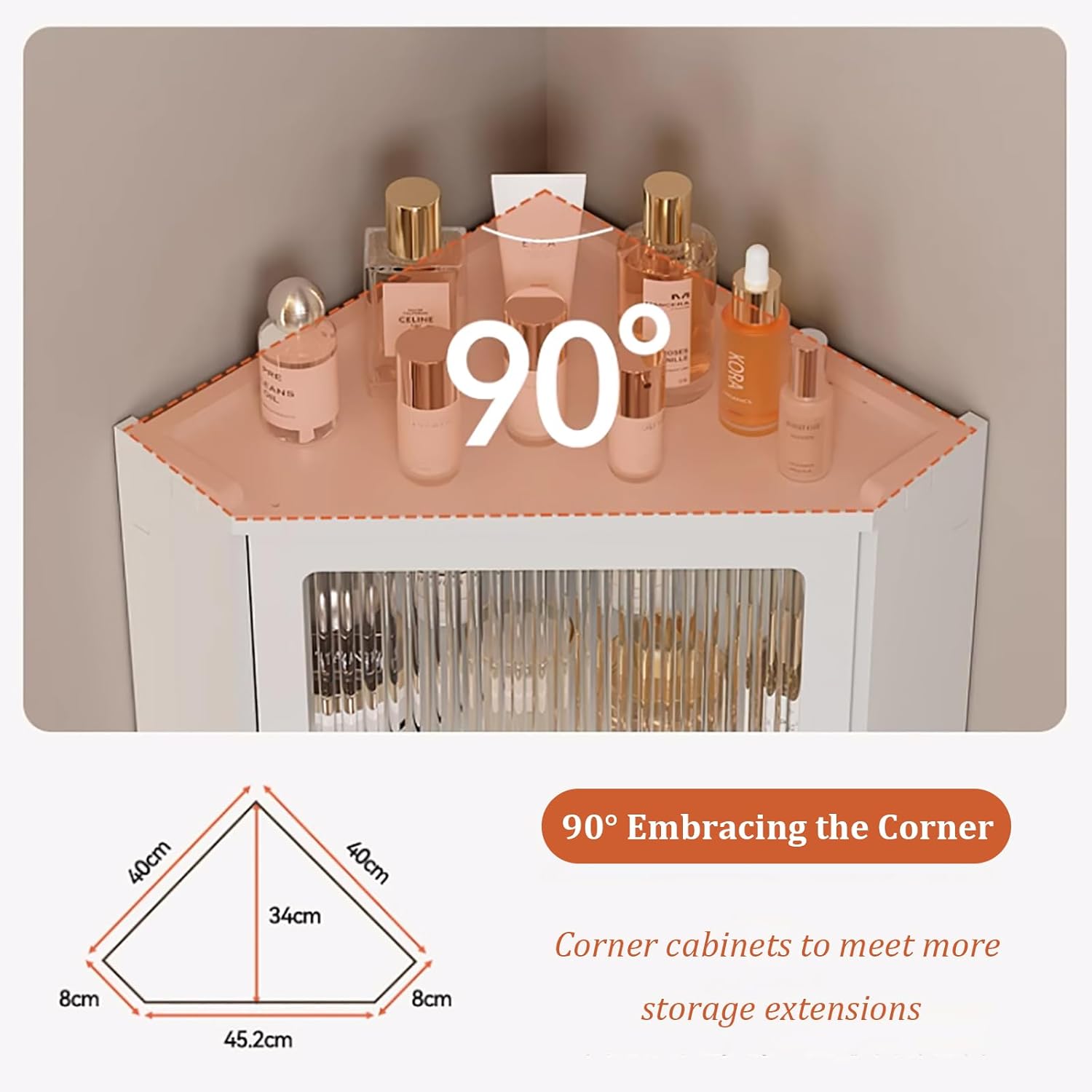 3-Tier Corner Spice Rack for Kitchen,Small Corner Medicine Cabinet,Bathroom Cabinets Wall Mount with Door,Compact Hanging Cabinets(30 * 70 cm/11.8 * 27.6 in, White)