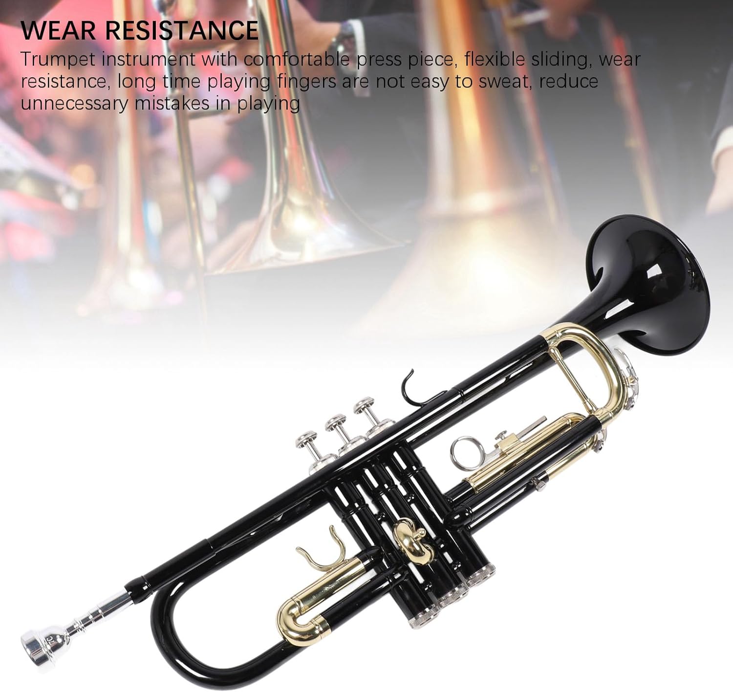 Bb Trumpet Standard Trumpet Set Brass Band & Orchestra Musical Instruments with Carrying Case, Mouthpiece, Cleaning Cloth and Gloves