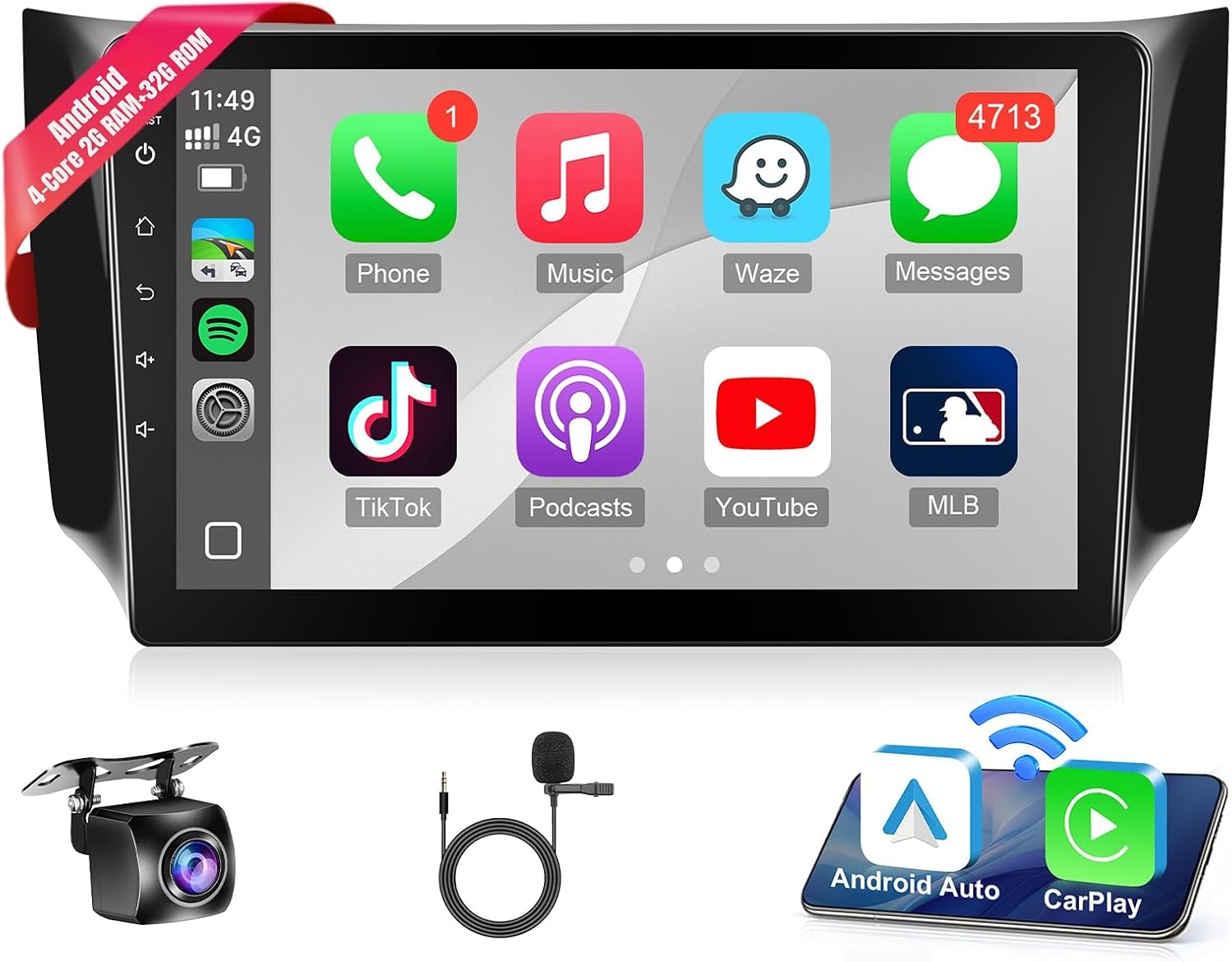 Leadfan Car Radio Stereo for Nissan Sentra 2013 2014 2015 2016 2017 2018 2019 with Wireless Carplay Android Auto, 10.1 Inch Touch Screen Head Unit GPS Navi Bluetooth Radio WiFi FM SWC+Backup Camera