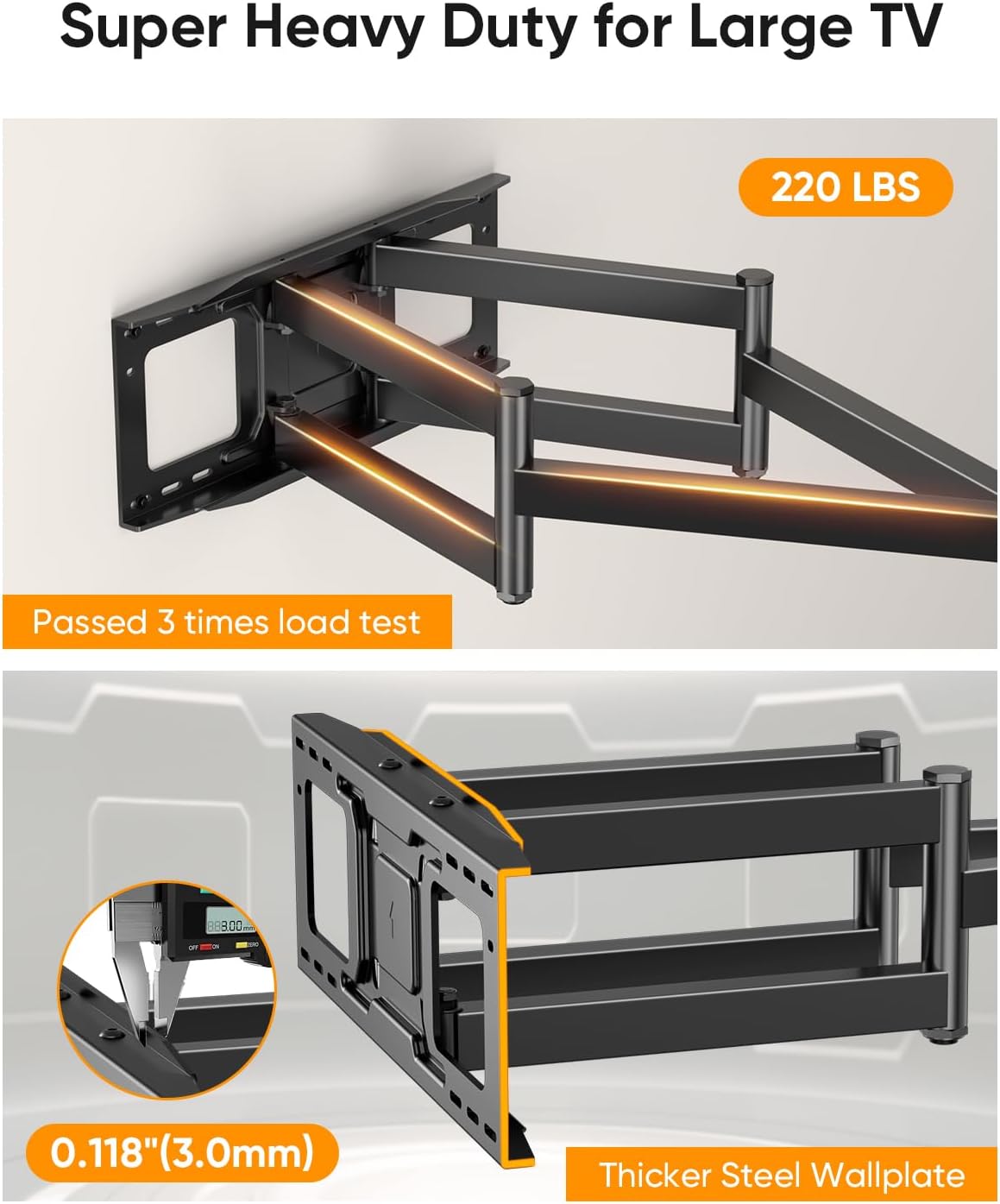 FORGING MOUNT Heavy Duty XXL Full Motion TV Wall Mount for 55-120 inch Extra Large TVs 98