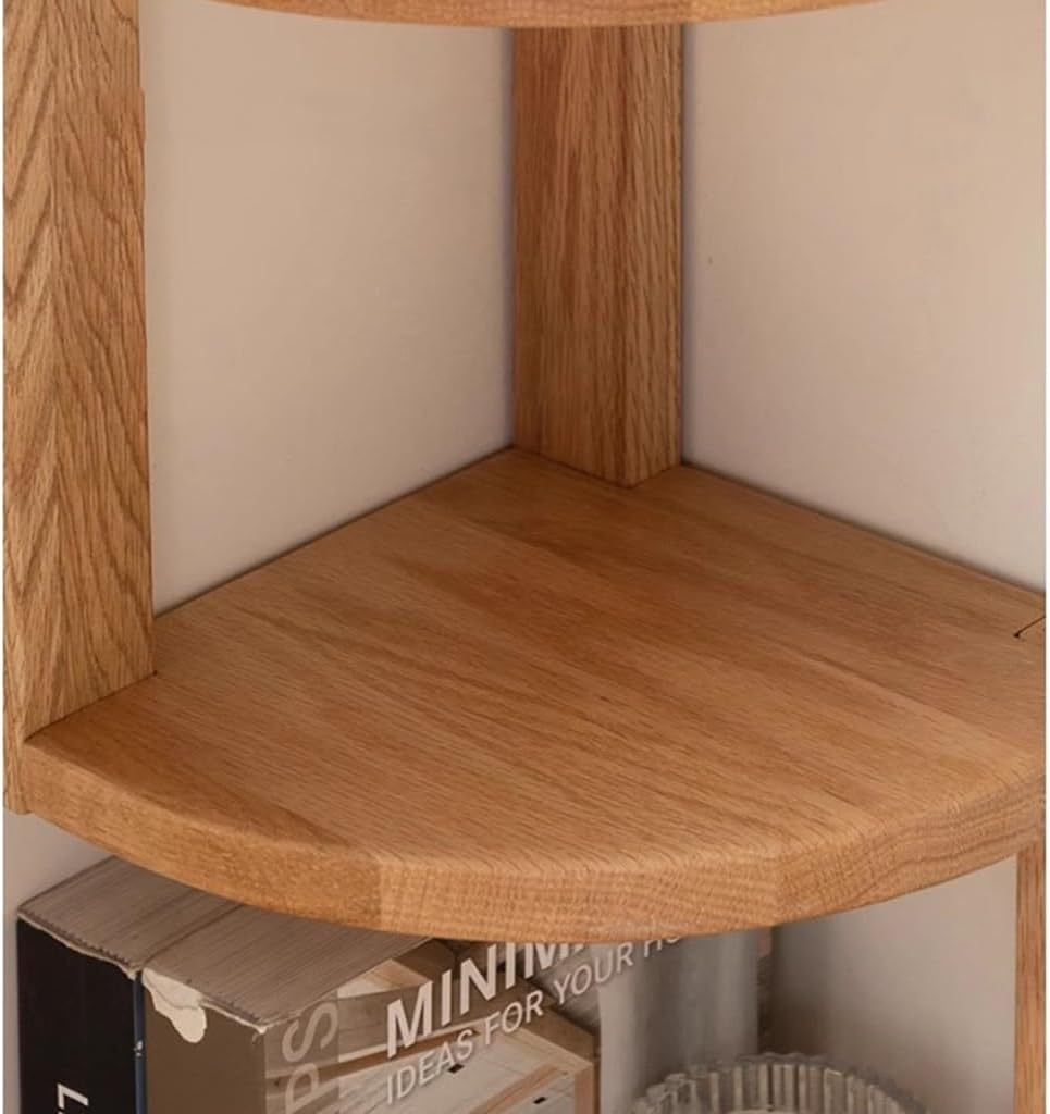 Oak Wood Corner Shelves - 4 Tier Corner Shelf Wall Mount Rustic Wooden Floating Shelves for Corner Plant Stand, Corner Bookshelf, Bedroom Living Room Bathroom Kitchen Office Apartment Decor