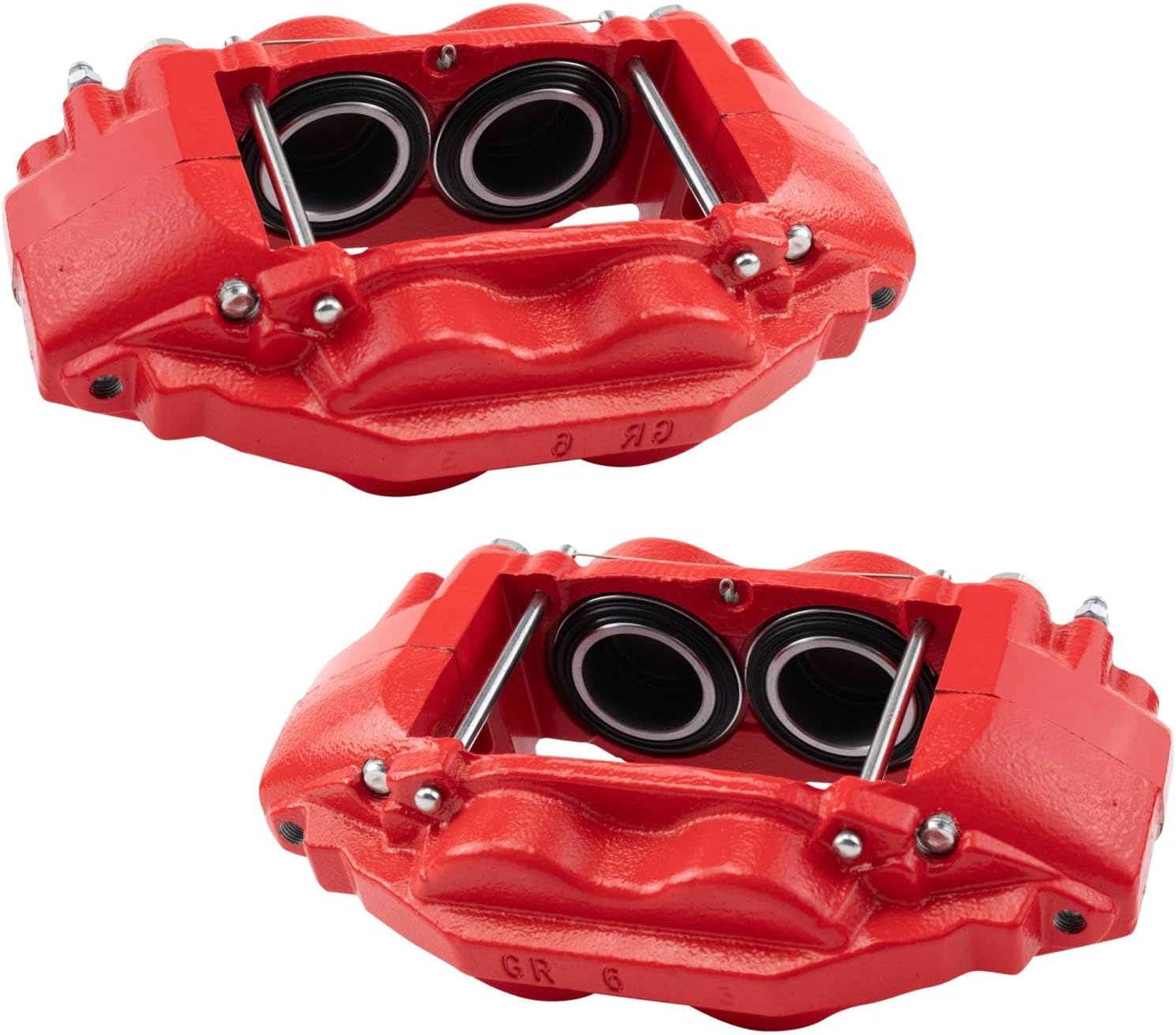 TRQ Front Brake Caliper Set Painted Red Brackets Compatible with 2016-2022 Toyota Sequoia 2016-2021 Tundra