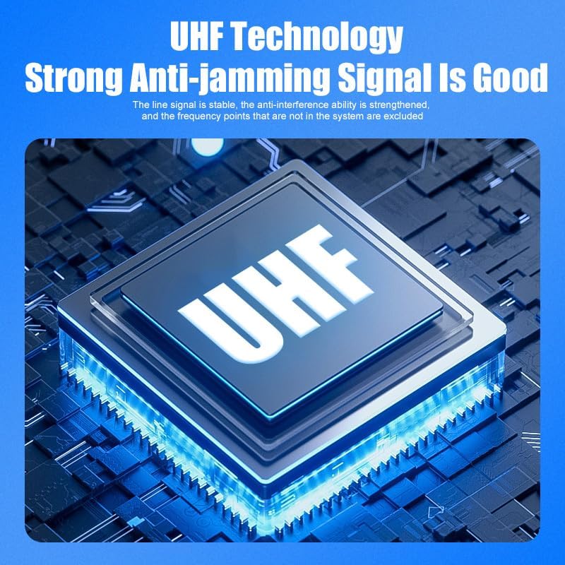 Wireless Microphone System with Bimetal Microphone, UHF Handheld Wireless Moving Coil Microphone, for Sing, Karaoke, Church, DJ, Party, Wedding,(GLXD92)