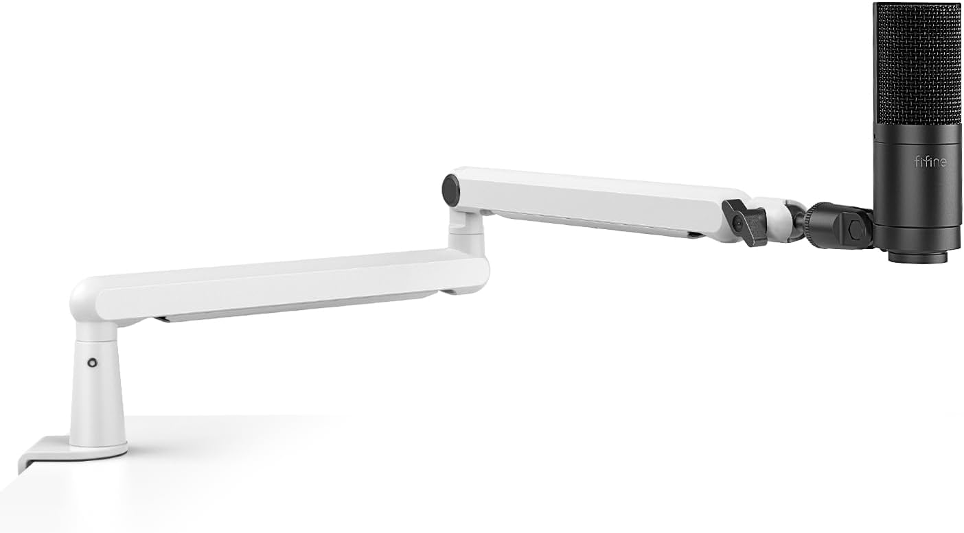 FIFINE XLR Condenser Microphone and Mic Boom Arm Kit,Recording Cardioid Studio Microphone with Metal Material,Sturdy Mic Arm Stand with Cable Management for Gaming Streaming Podcast(K669C+BM88W)