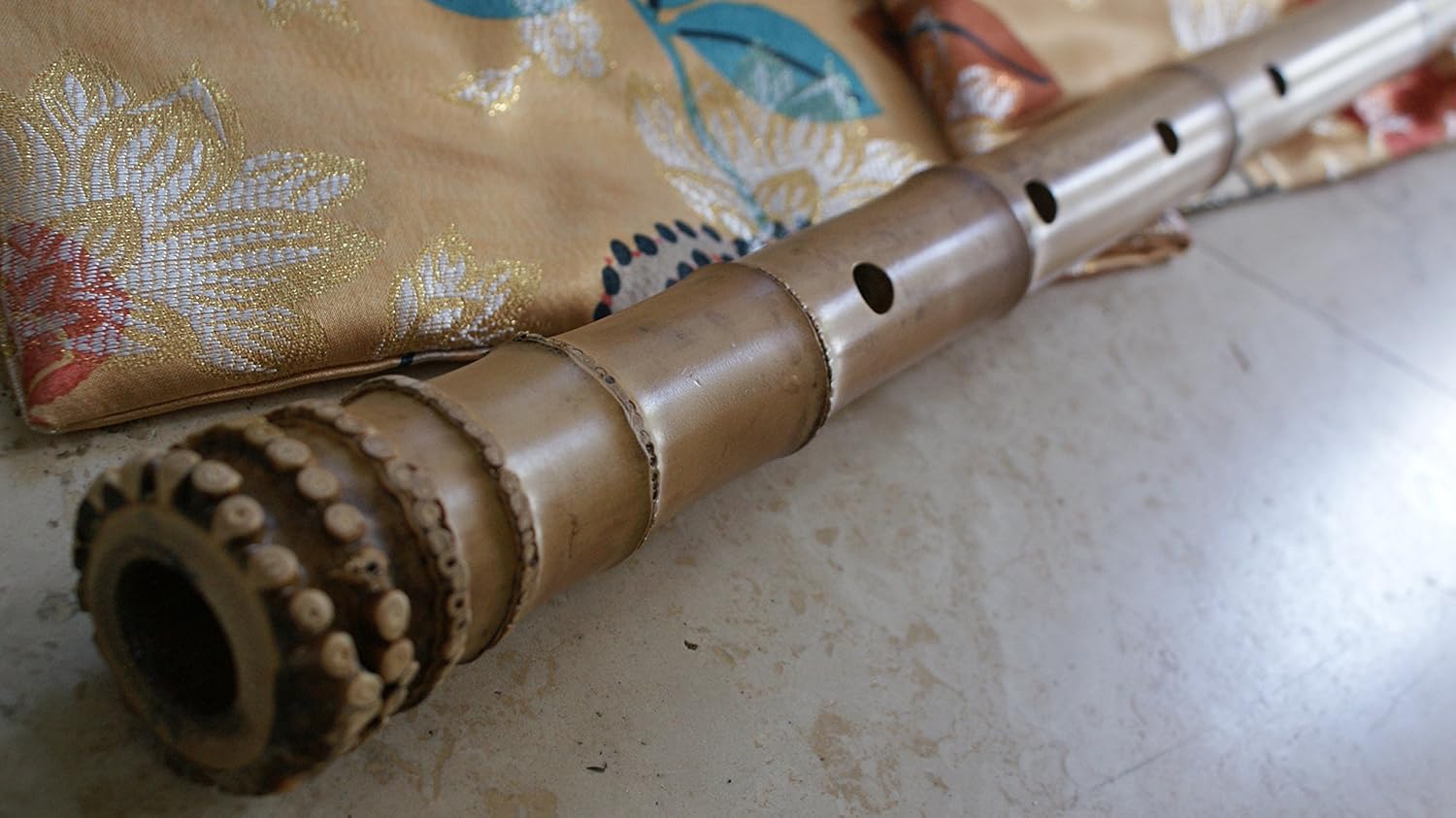 2.3 Pentatonic Shakuhachi with Root End 5 Holes Kinko Wudaguji inlet with buffalo horn flake- Traditional Zen Instrument